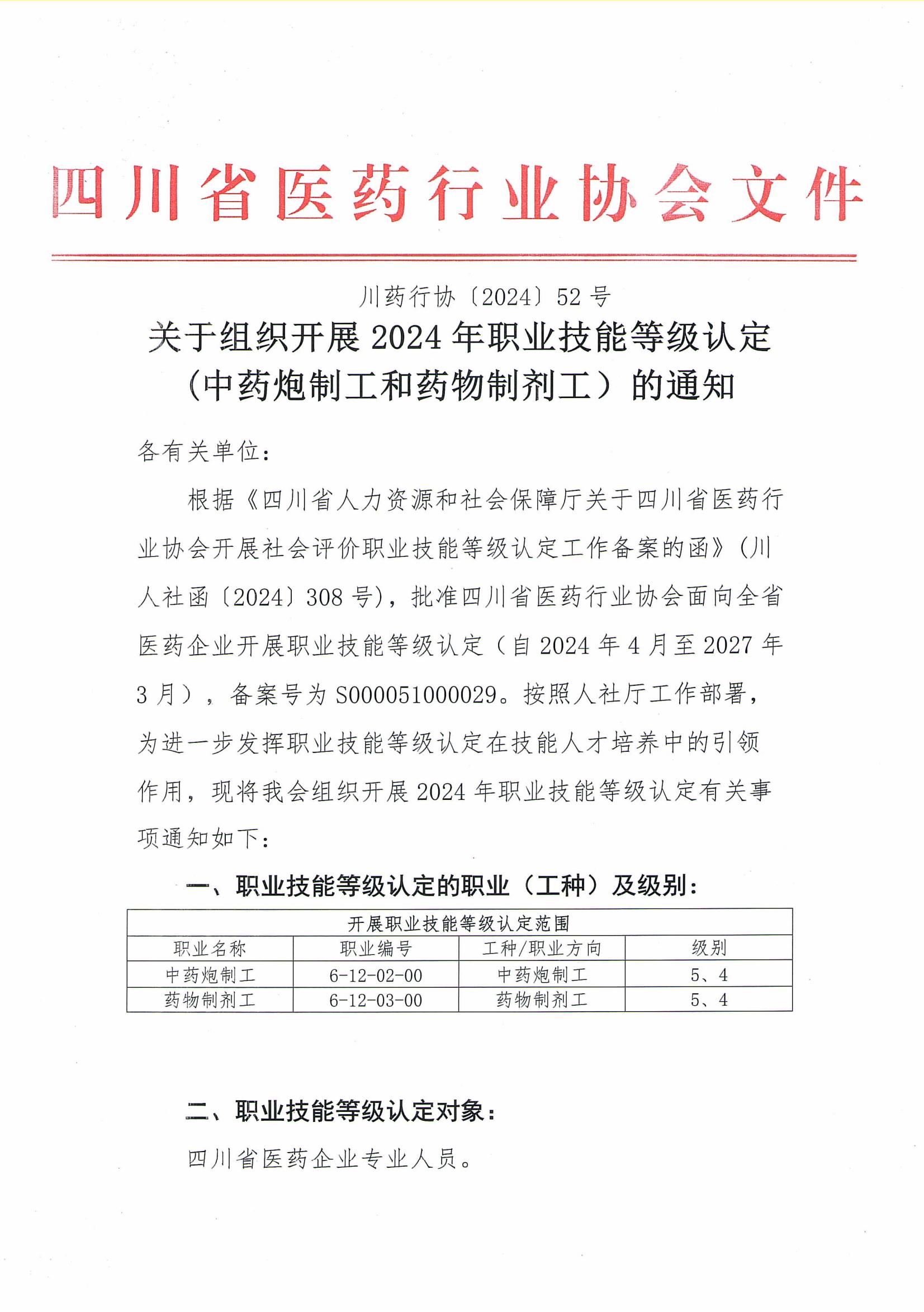 關(guān)于組織開展2024年職業(yè)技能等級認(rèn)定(中藥炮制工和藥物制劑工）的通知_00.jpg